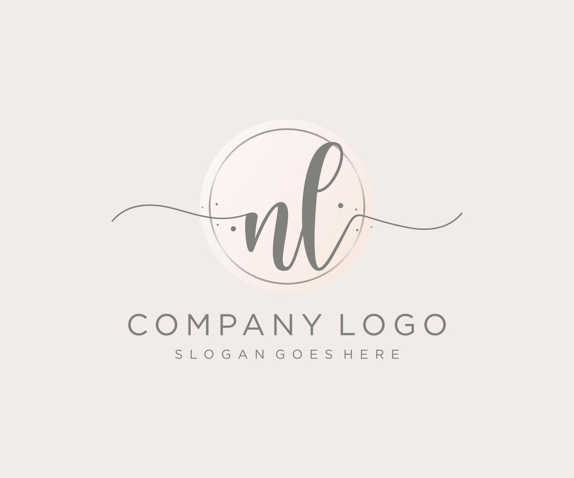 Initial NL feminine logo. Usable for Nature, Salon, Spa, Cosmetic and Beauty Logos. Flat Vector Logo Design Template Element.