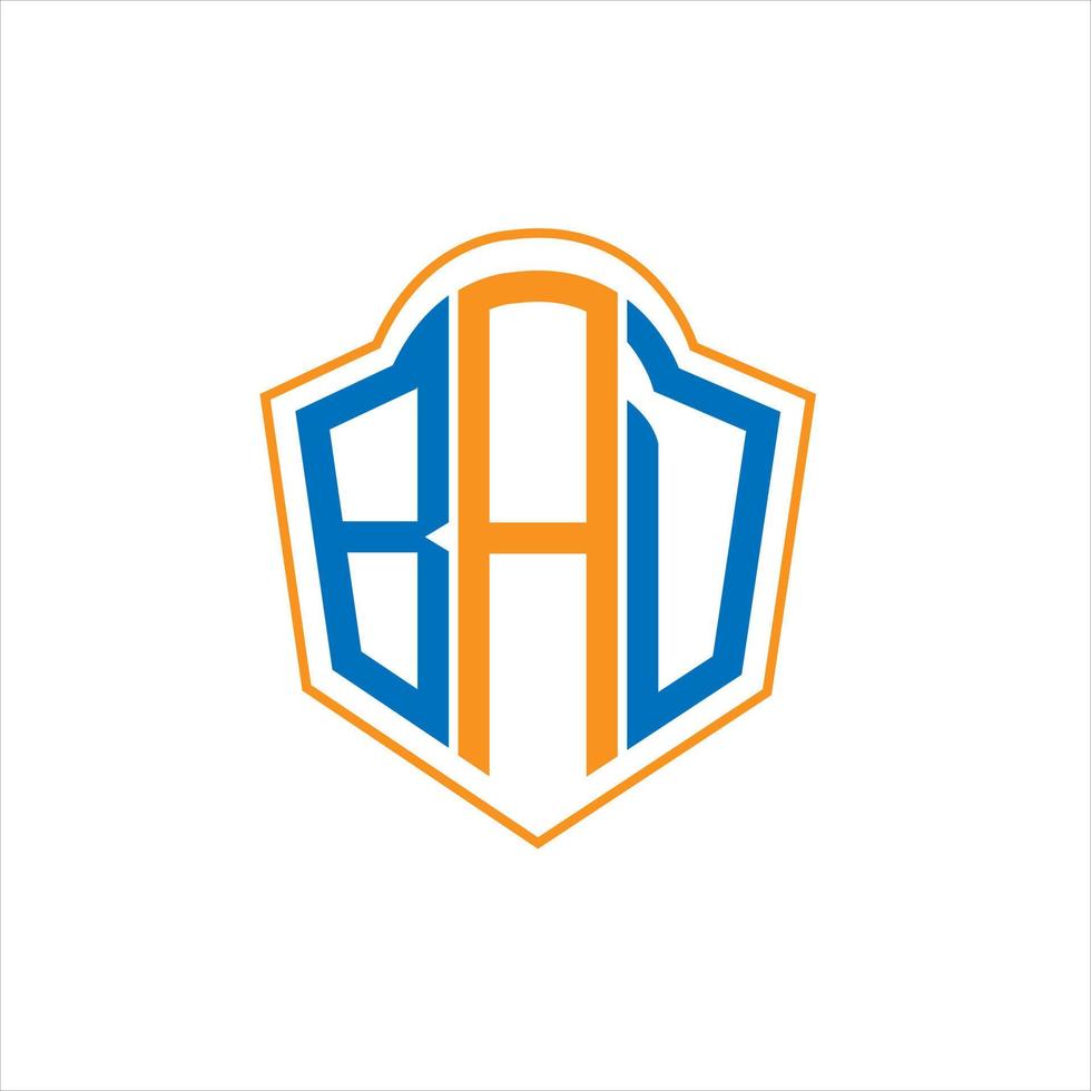 BAD abstract monogram shield logo design on white background. BAD creative initials letter logo. vector