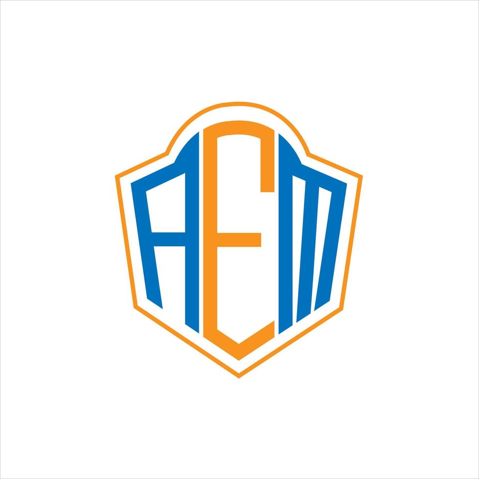 AEM abstract monogram shield logo design on white background. AEM creative initials letter logo. vector