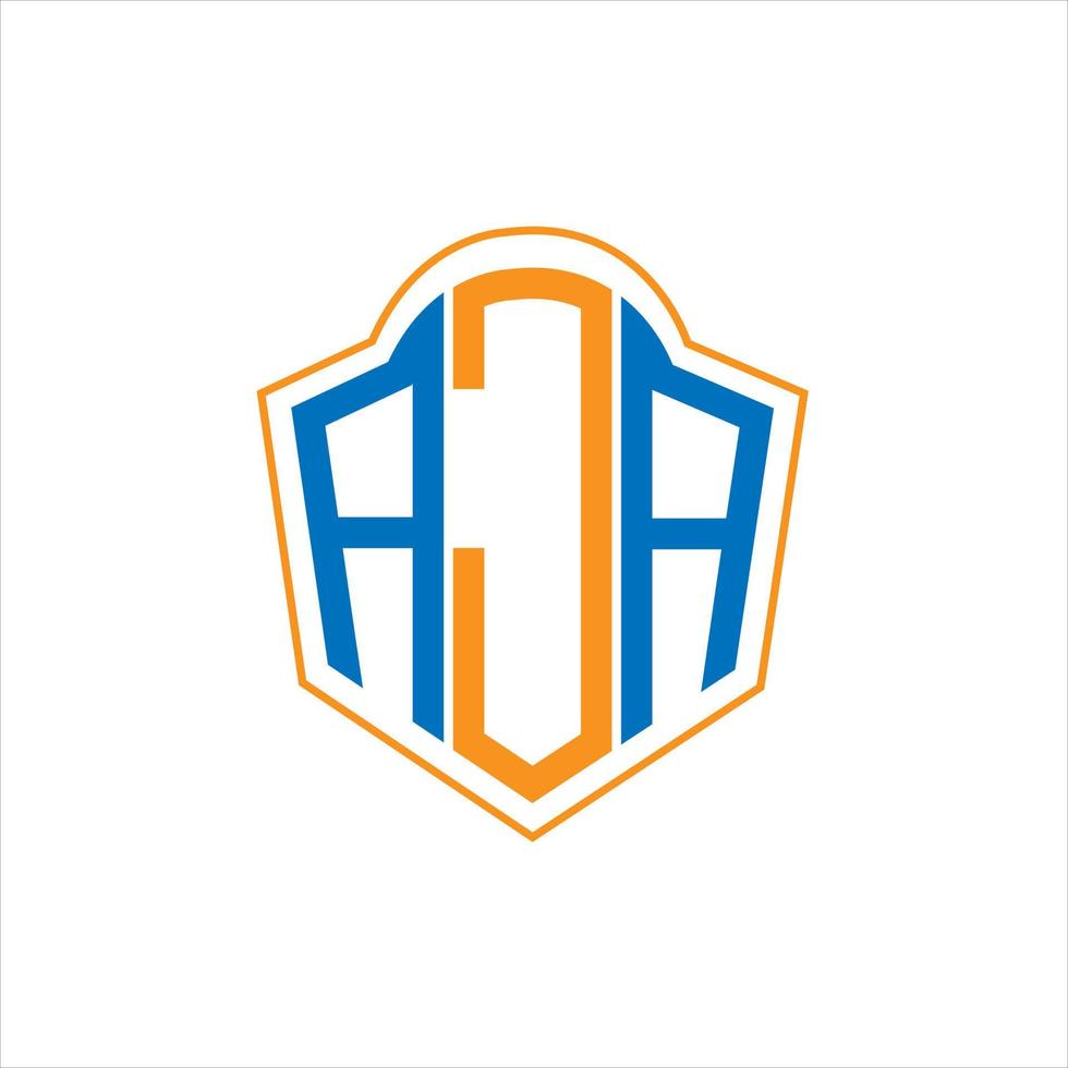AJA abstract monogram shield logo design on white background. AJA creative initials letter logo. vector
