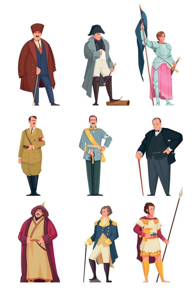 Historical People Icons Set vector