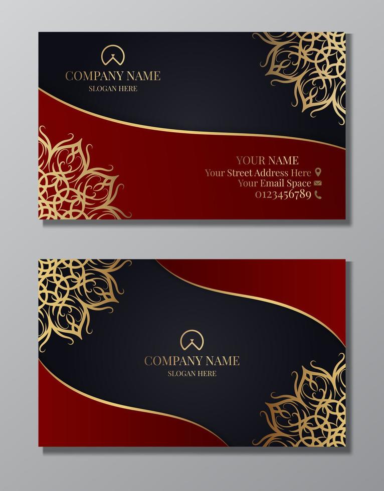 business card  with golden mandala ornament vector