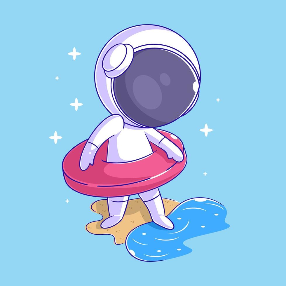 Astronaut is wearing a swim balloon vector