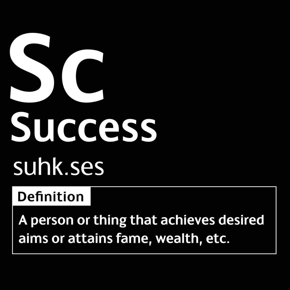 Success English Word definition digital print design for t-shirts and wall art poster vector illustration