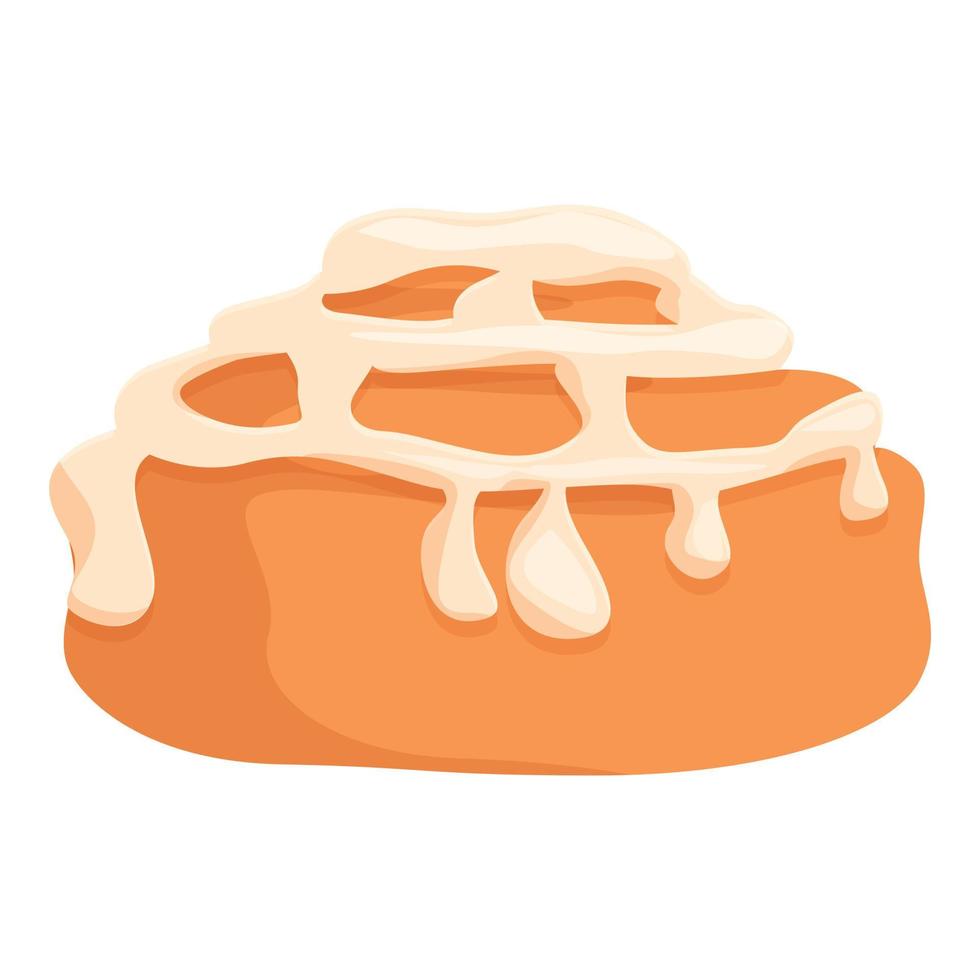 Sticky cinnamon roll bun icon cartoon vector. Food pastry vector