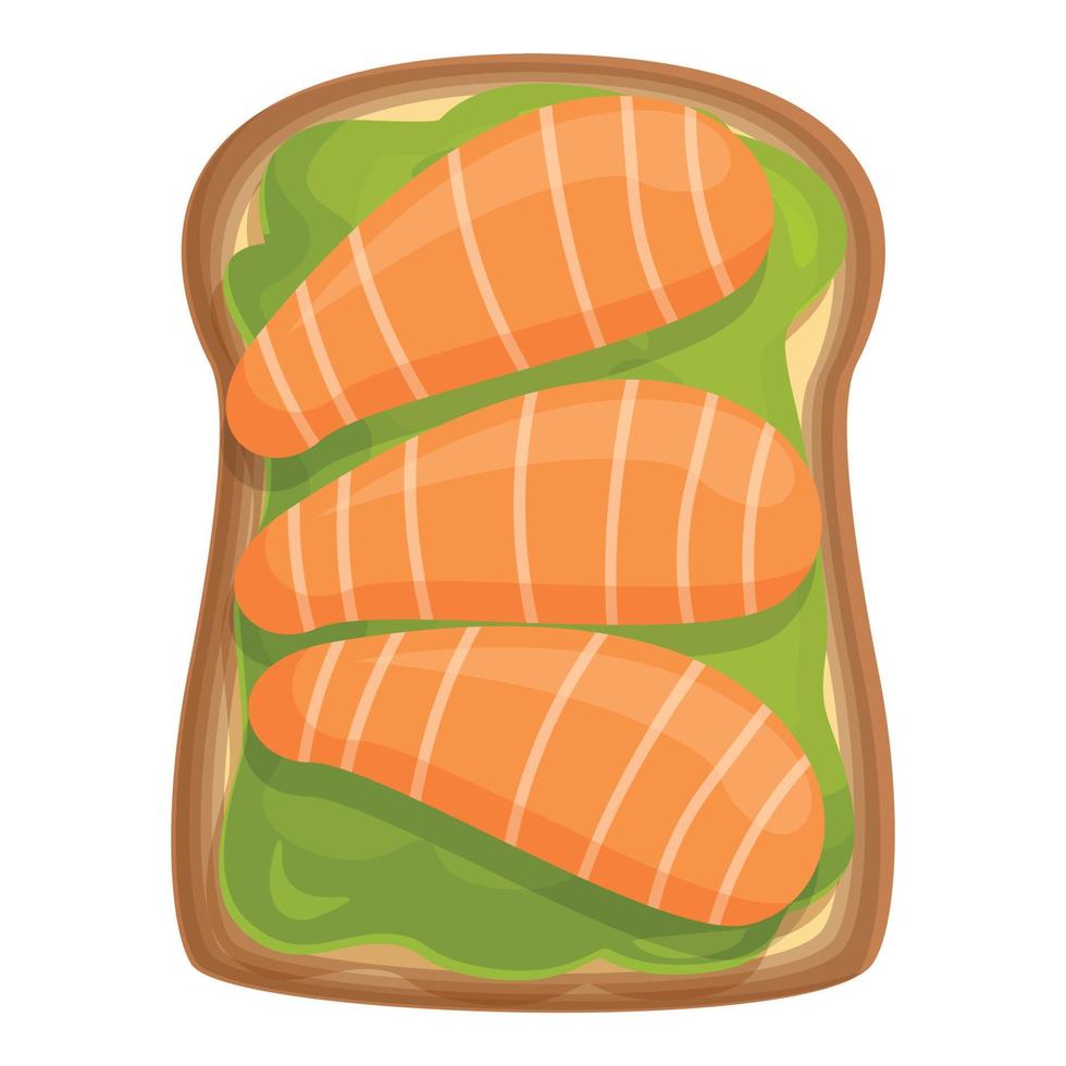 Red fish avocado toast icon cartoon vector. Bread slice vector