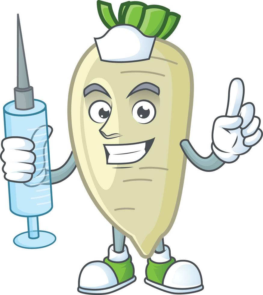 White radish cartoon character style vector