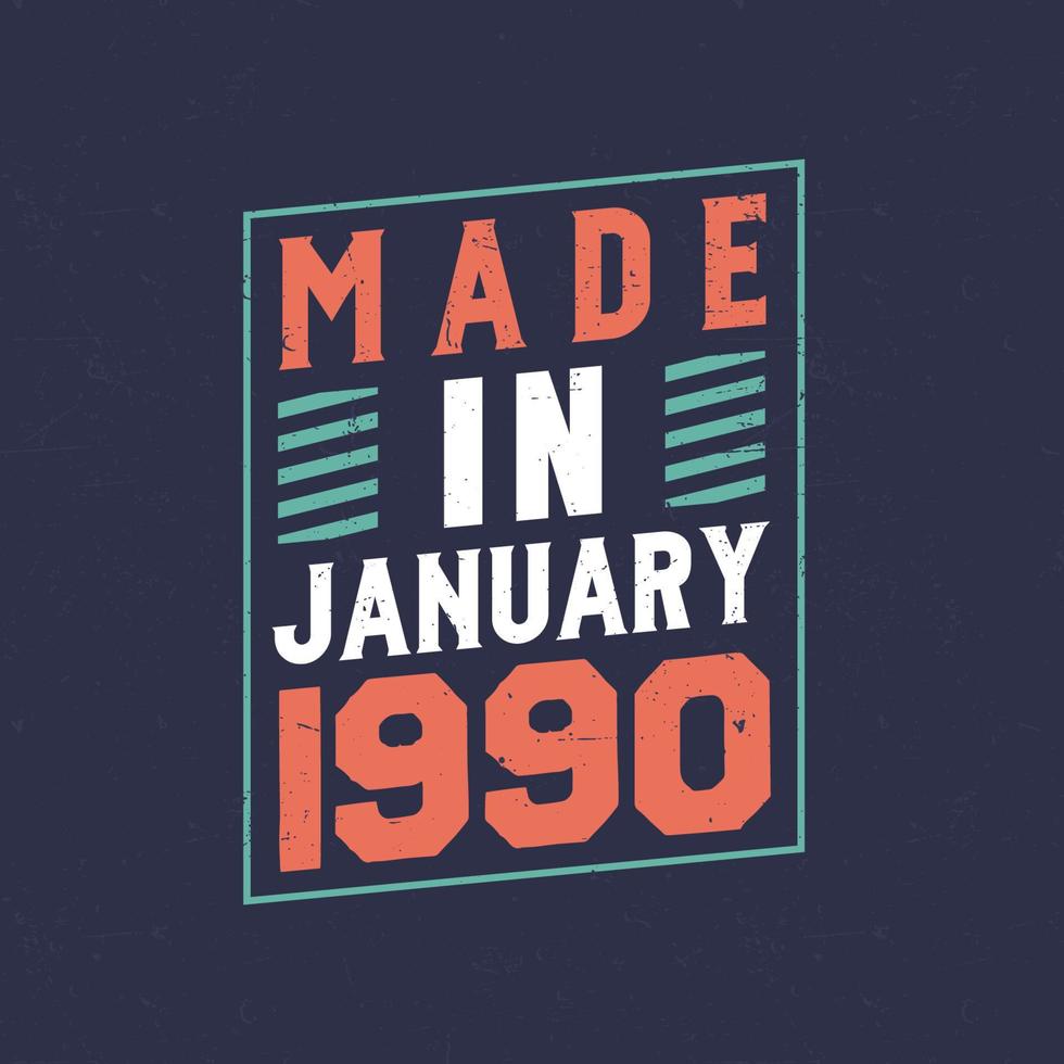 Made in January 1990. Birthday celebration for those born in January 1990 vector