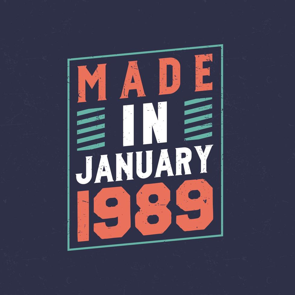 Made in January 1989. Birthday celebration for those born in January 1989 vector