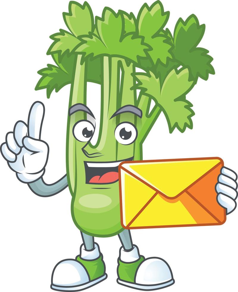 Happy celery plant cartoon character vector