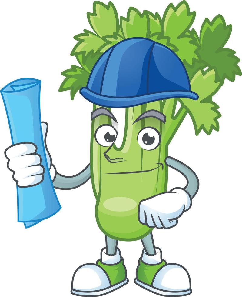 Happy celery plant cartoon character vector