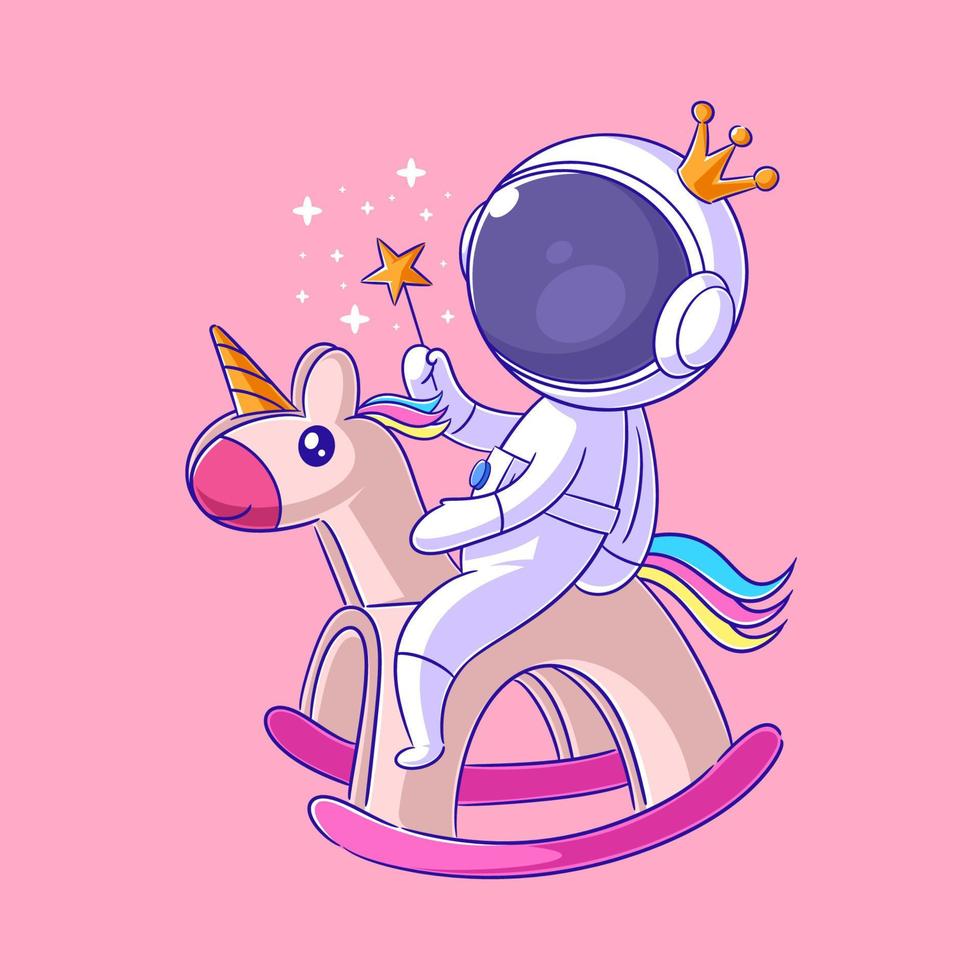 Astronaut riding a toy unicorn vector