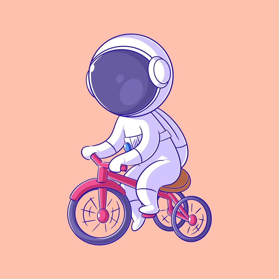 Astronaut riding a red bicycle vector