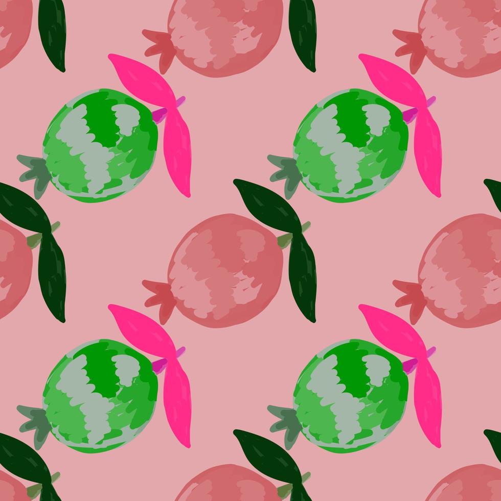 Hand drawn pomegranate fruit seamless pattern. Botanical fruits wallpaper. vector