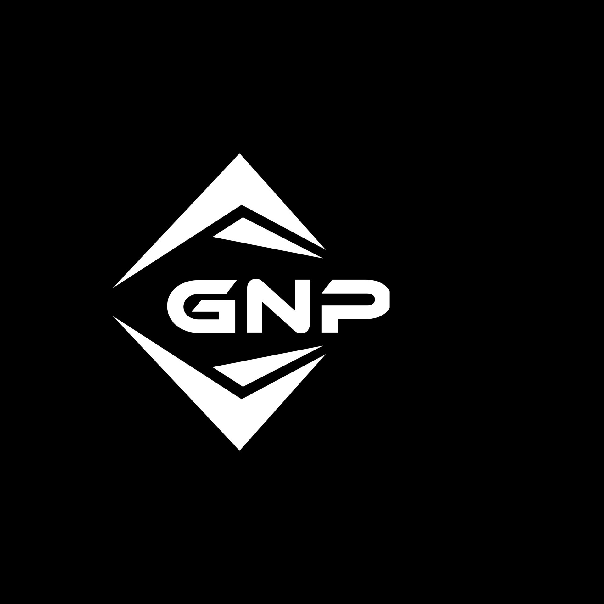 GNP abstract technology logo design on Black background. GNP creative