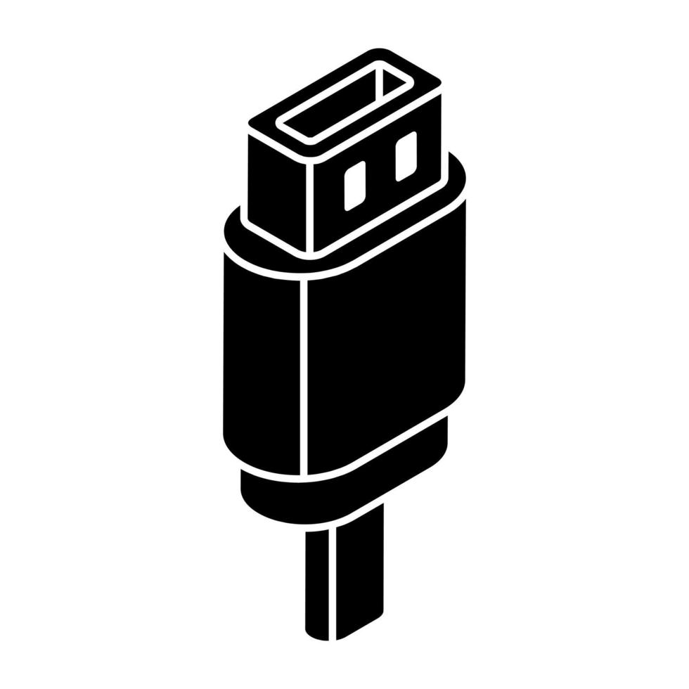 solid design icon of usb port vector