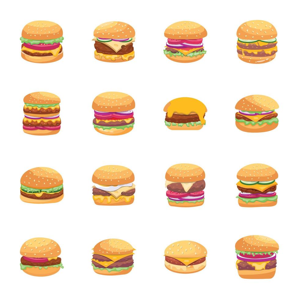 haz de Hamburguesas de carne plano vectores