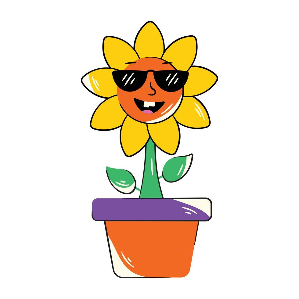 Trendy Sunflower Pot vector