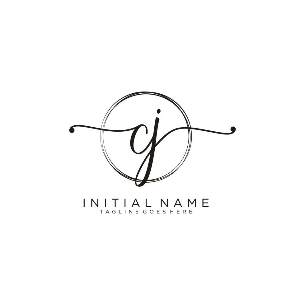 Initial CJ feminine logo collections template. handwriting logo of initial signature, wedding, fashion, jewerly, boutique, floral and botanical with creative template for any company or business. vector