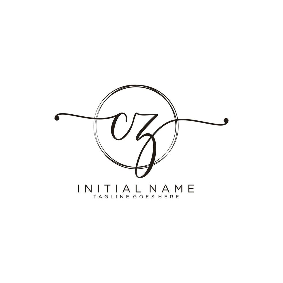 Initial CZ feminine logo collections template. handwriting logo of initial signature, wedding, fashion, jewerly, boutique, floral and botanical with creative template for any company or business. vector