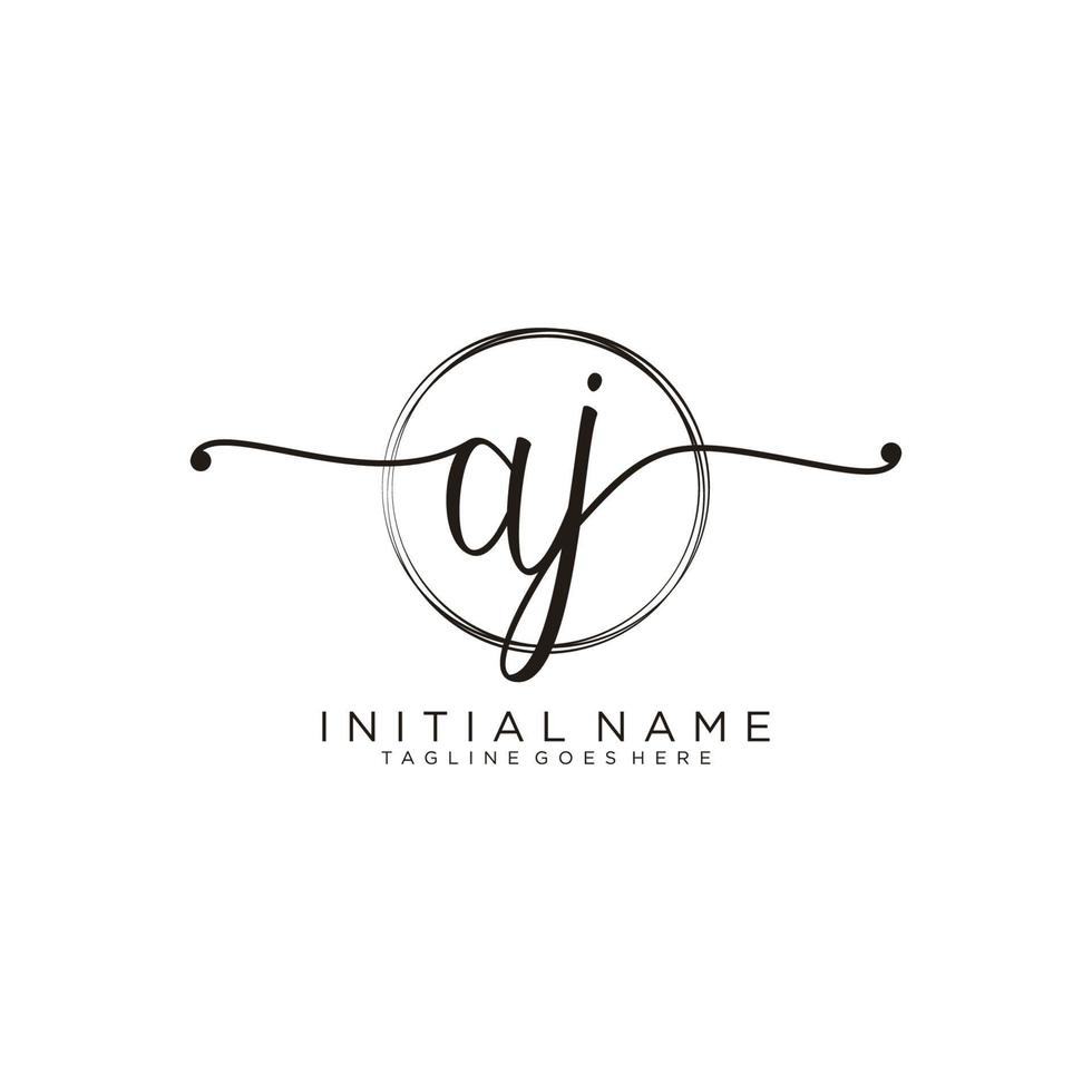 Initial AJ feminine logo collections template. handwriting logo of initial signature, wedding, fashion, jewerly, boutique, floral and botanical with creative template for any company or business. vector