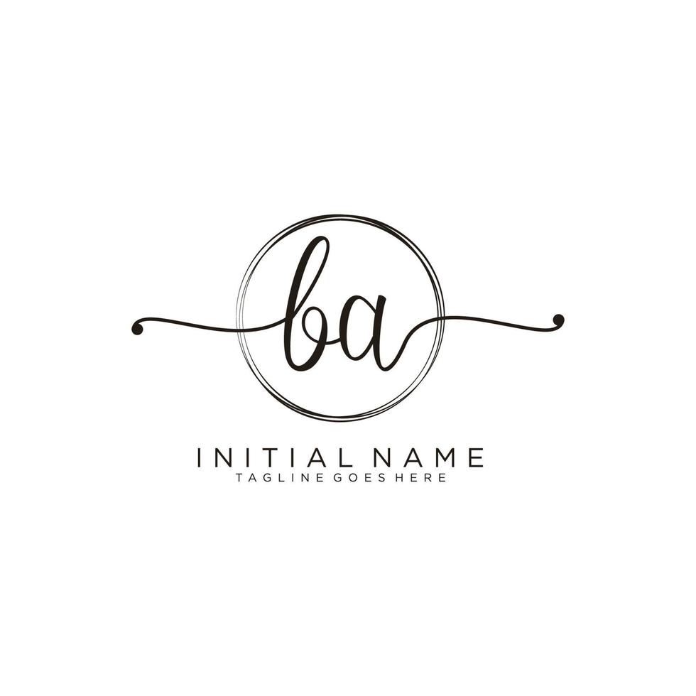 Initial BA feminine logo collections template. handwriting logo of initial signature, wedding, fashion, jewerly, boutique, floral and botanical with creative template for any company or business. vector