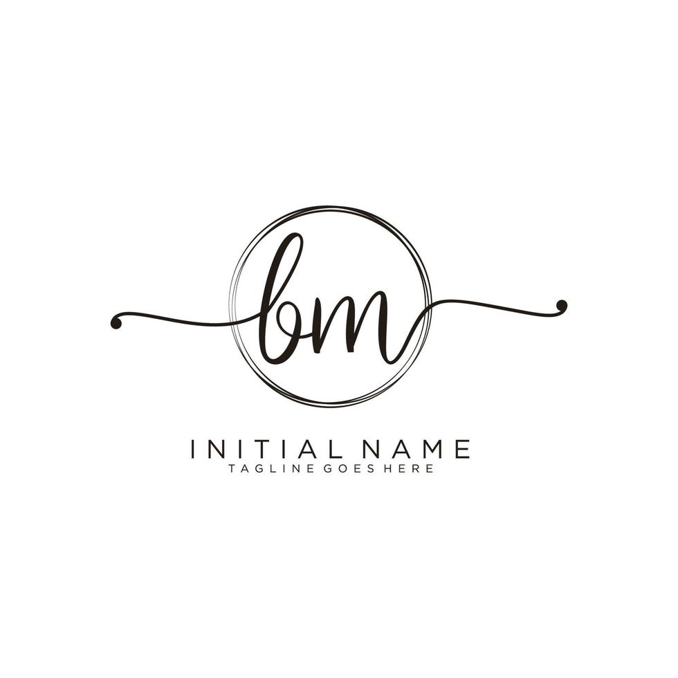 Initial BM feminine logo collections template. handwriting logo of initial signature, wedding, fashion, jewerly, boutique, floral and botanical with creative template for any company or business. vector