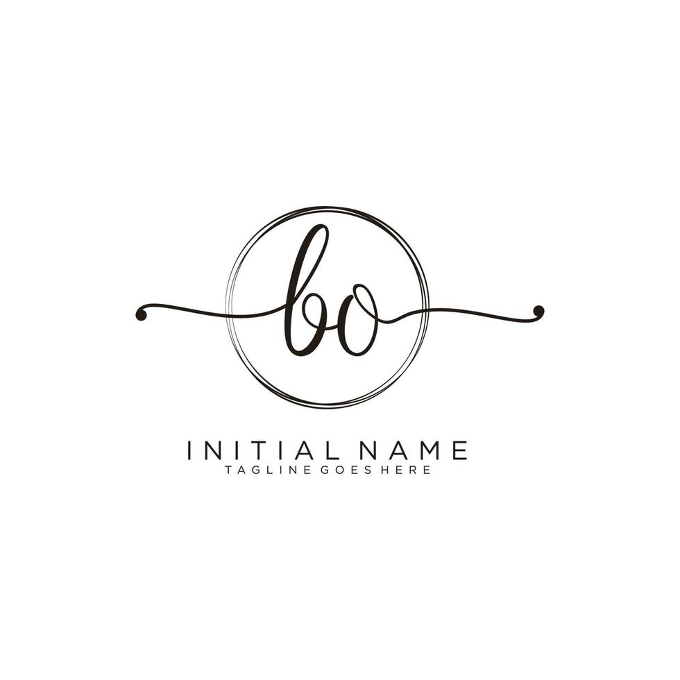 Initial BO feminine logo collections template. handwriting logo of initial signature, wedding, fashion, jewerly, boutique, floral and botanical with creative template for any company or business. vector