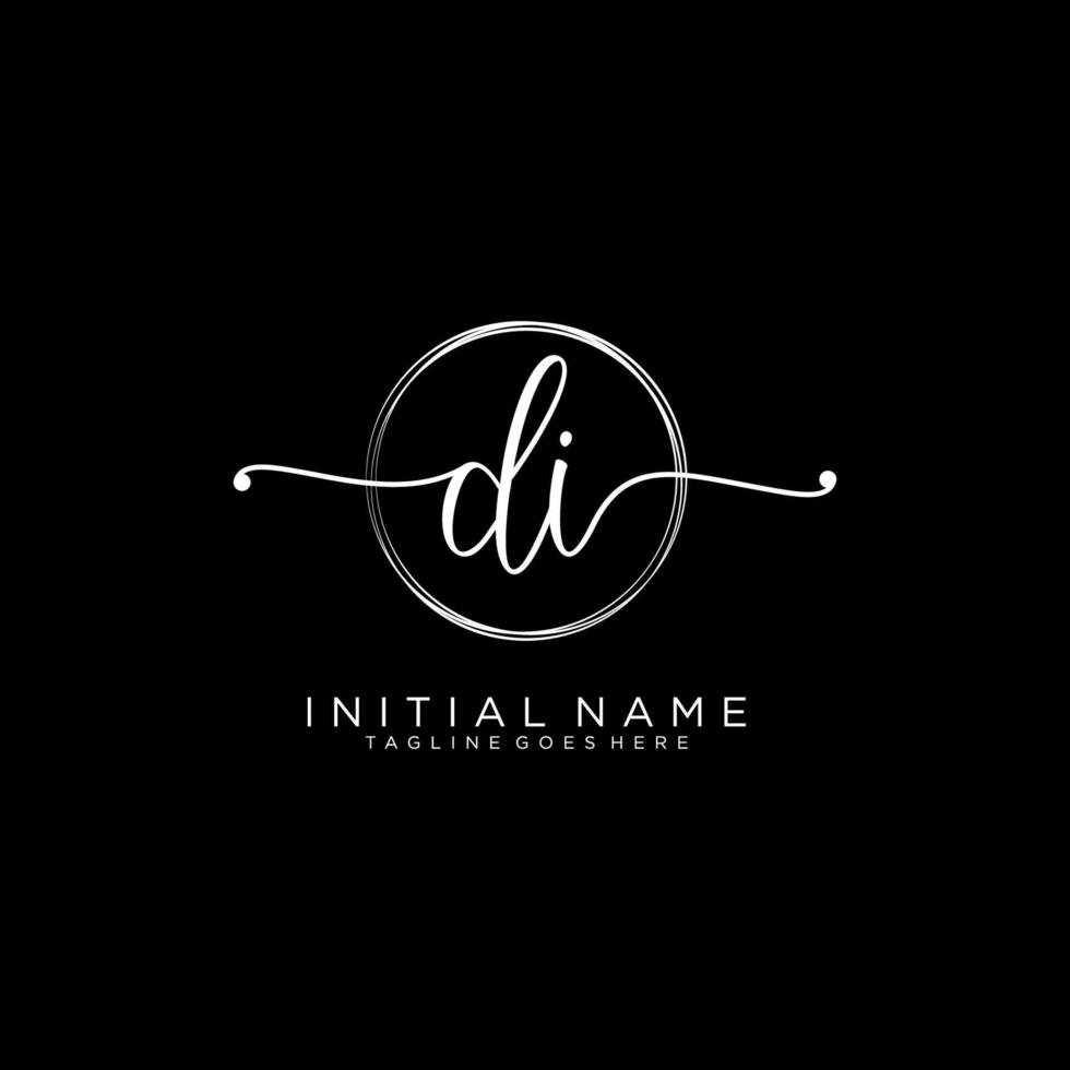 Initial DI feminine logo collections template. handwriting logo of initial signature, wedding, fashion, jewerly, boutique, floral and botanical with creative template for any company or business. vector