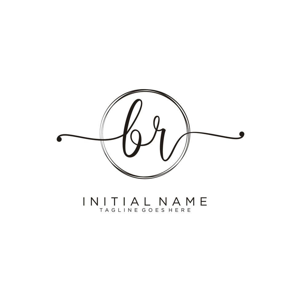 Initial BR feminine logo collections template. handwriting logo of initial signature, wedding, fashion, jewerly, boutique, floral and botanical with creative template for any company or business. vector