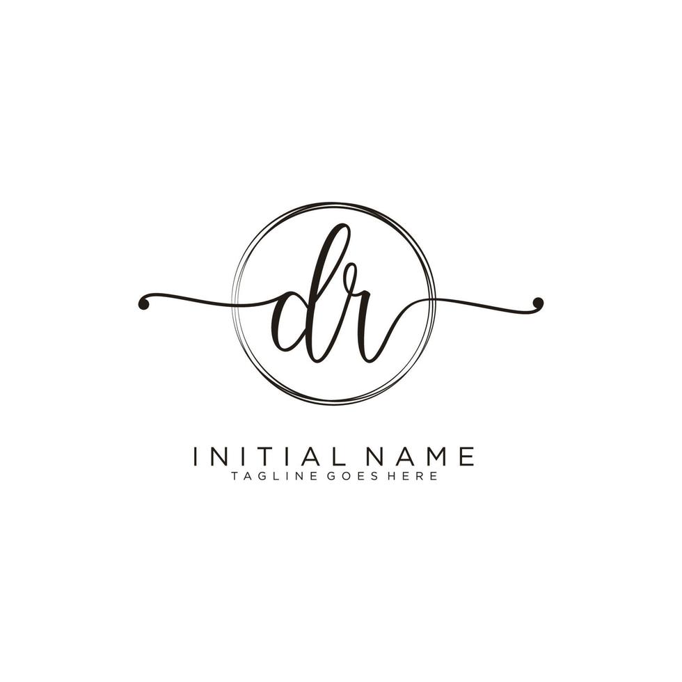 Initial DR feminine logo collections template. handwriting logo of initial signature, wedding, fashion, jewerly, boutique, floral and botanical with creative template for any company or business. vector