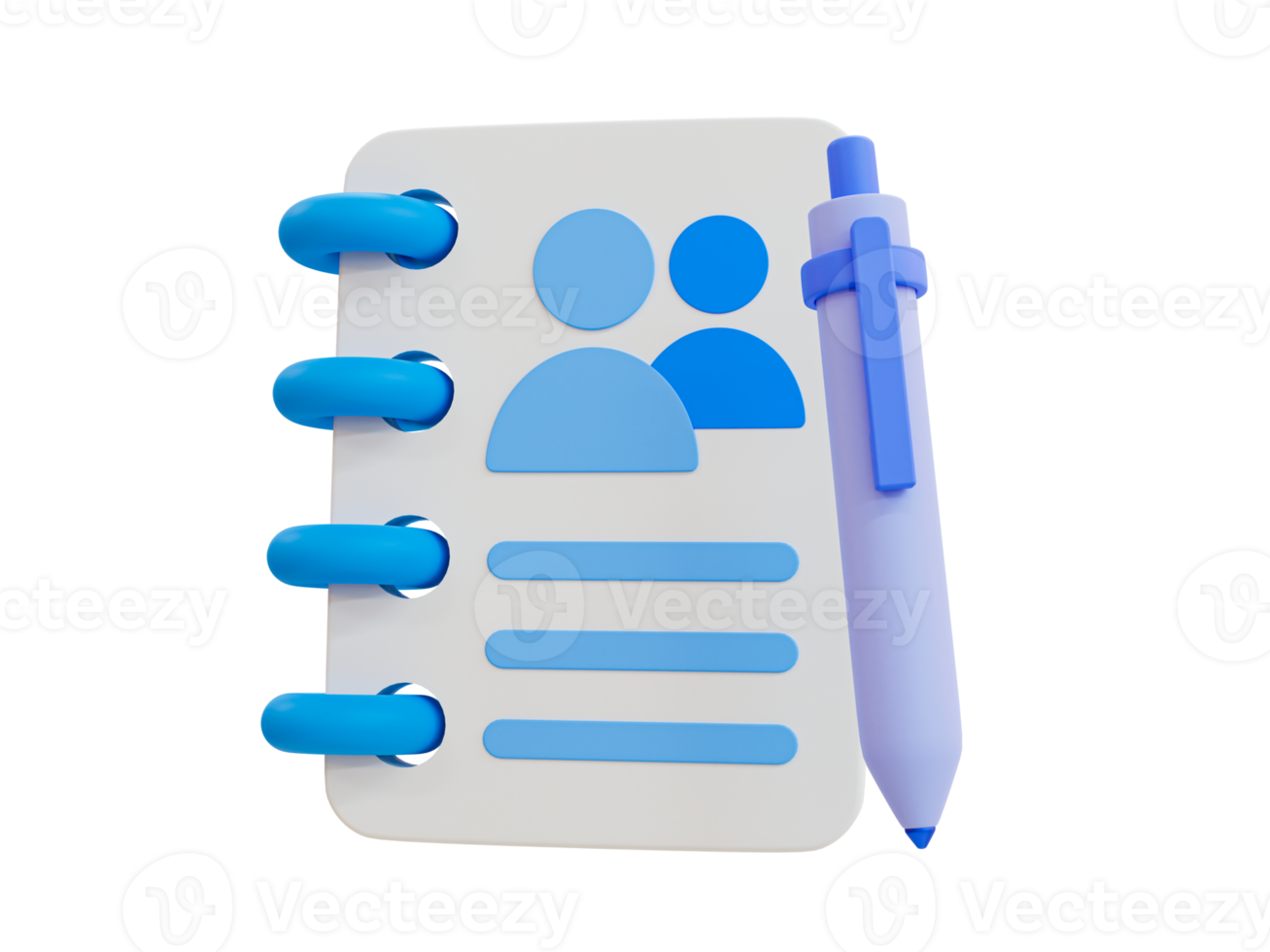 3d minimal contact group icon. global community notebook. Notepad with contact group icon. 3d illustration. png