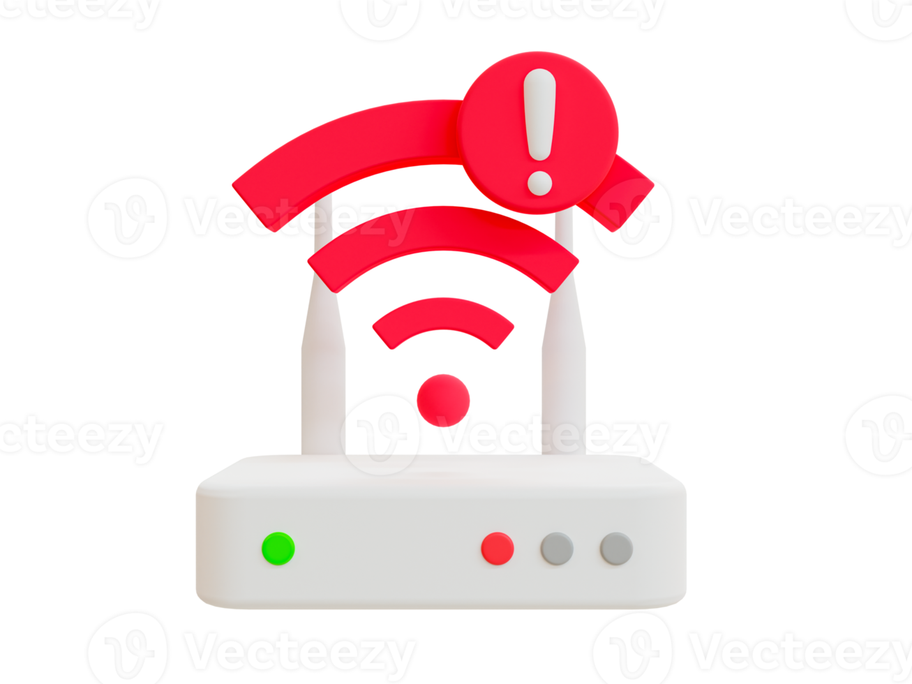 3d minimal network disconnected. no internet connection. modem problem icon. router with an exclamation mark. 3d illustration. png