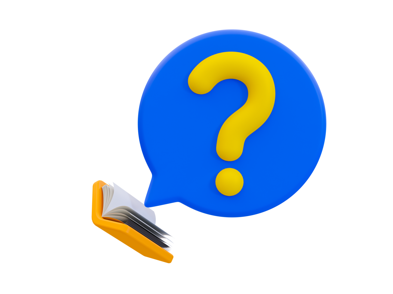 3d minimal questioning icon. problem-solving concept. finding an answer. searching for answers. A book with question mark icons. 3d illustration. png