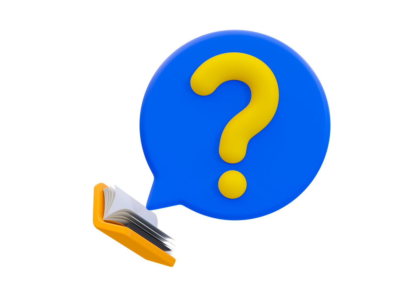 3d minimal questioning icon. problem-solving concept. finding an answer. searching for answers. A book with question mark icons. 3d illustration. png