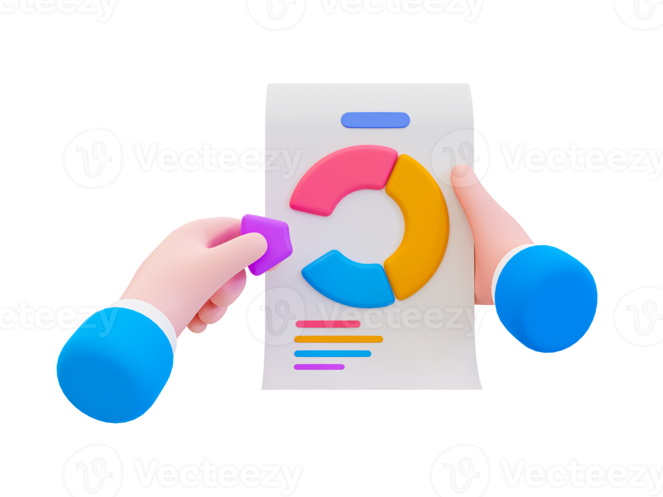 3d minimal marketing strategy concept. business analysis. marketing data analysis. Hand holding a graph paper. 3d illustration. png