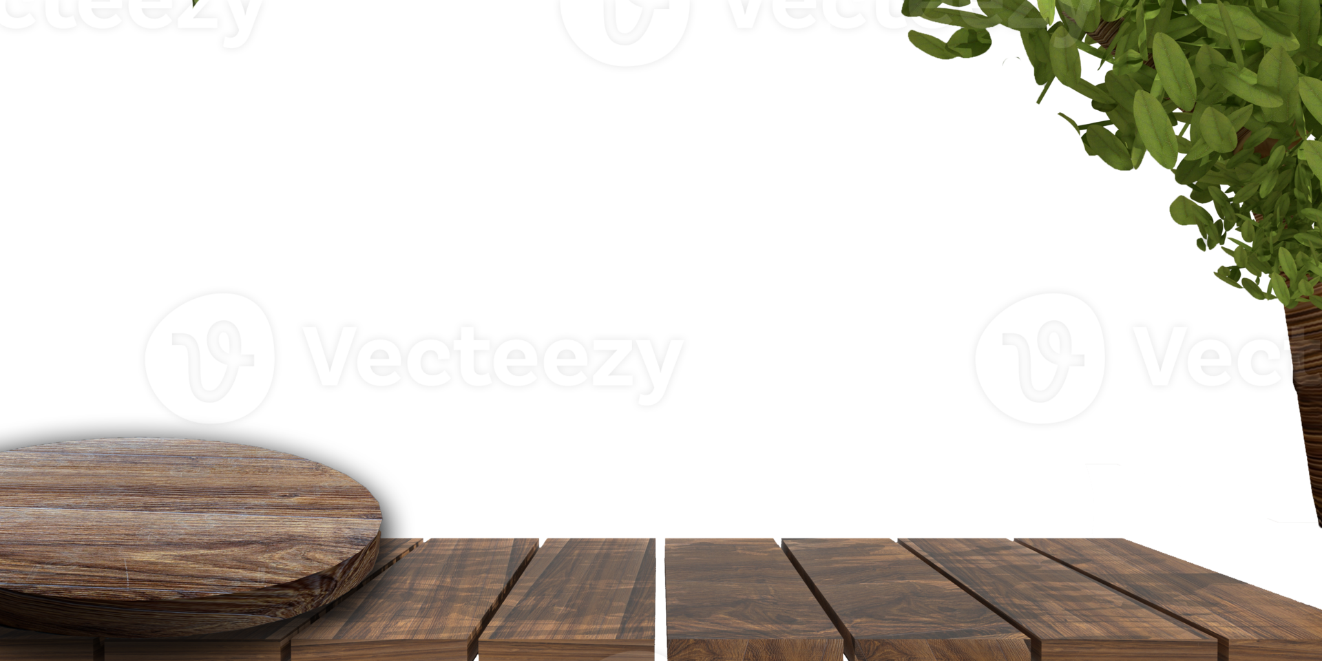 Old wood table, wooden board with tree.  background. concept. 3d rendering for display food, product, etc png