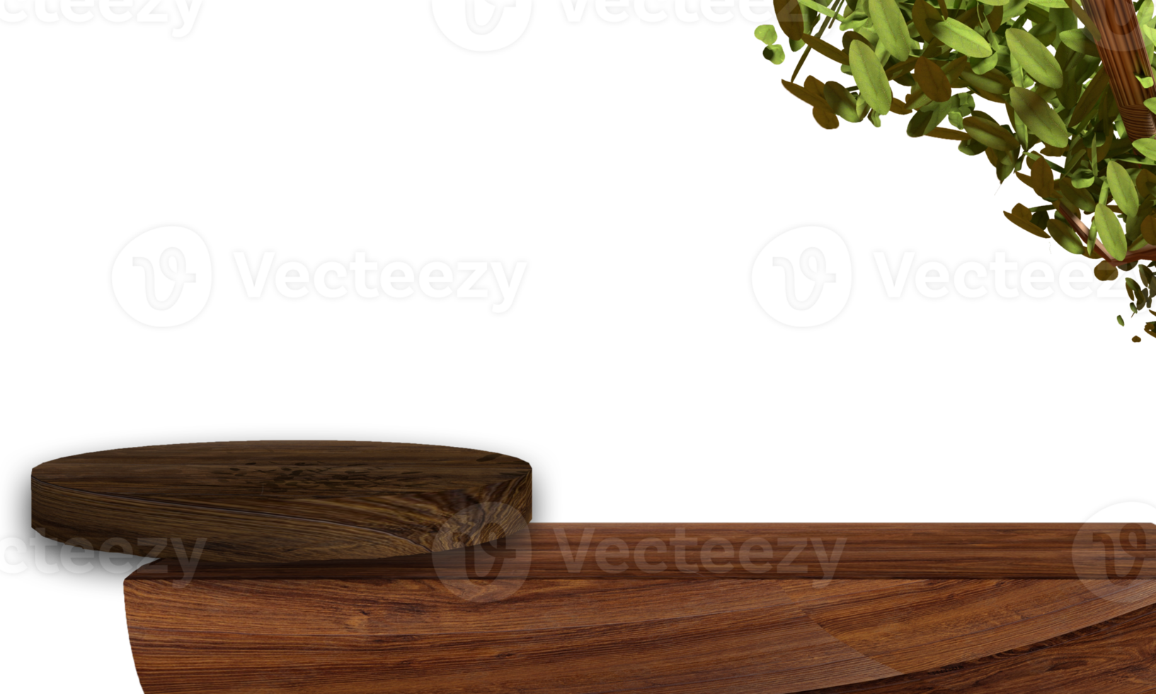 Old wood table, wooden board with tree.  background. concept. 3d rendering for display food, product, etc png