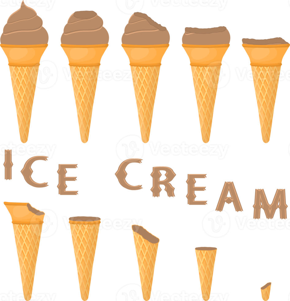 Big set various sweet tasty natural ice cream png