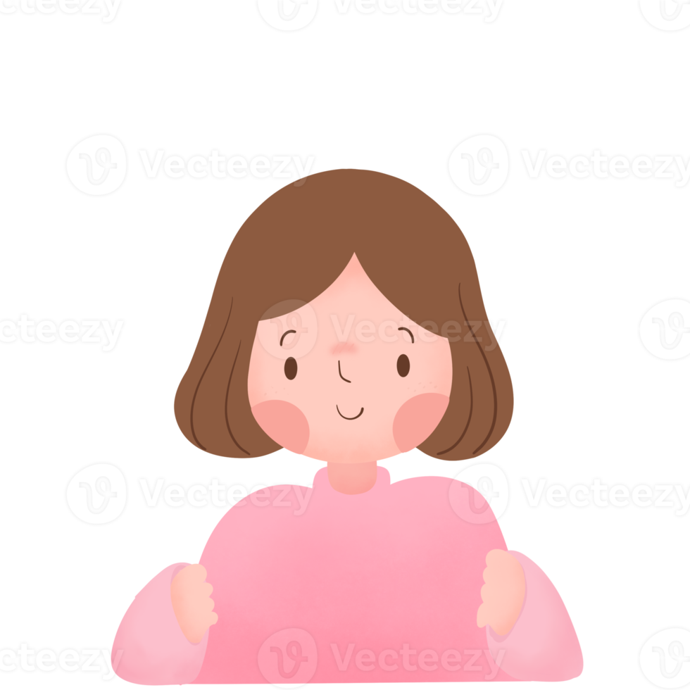 Happy Girl Clipart,Girl Flat Art on Transparent Background. png