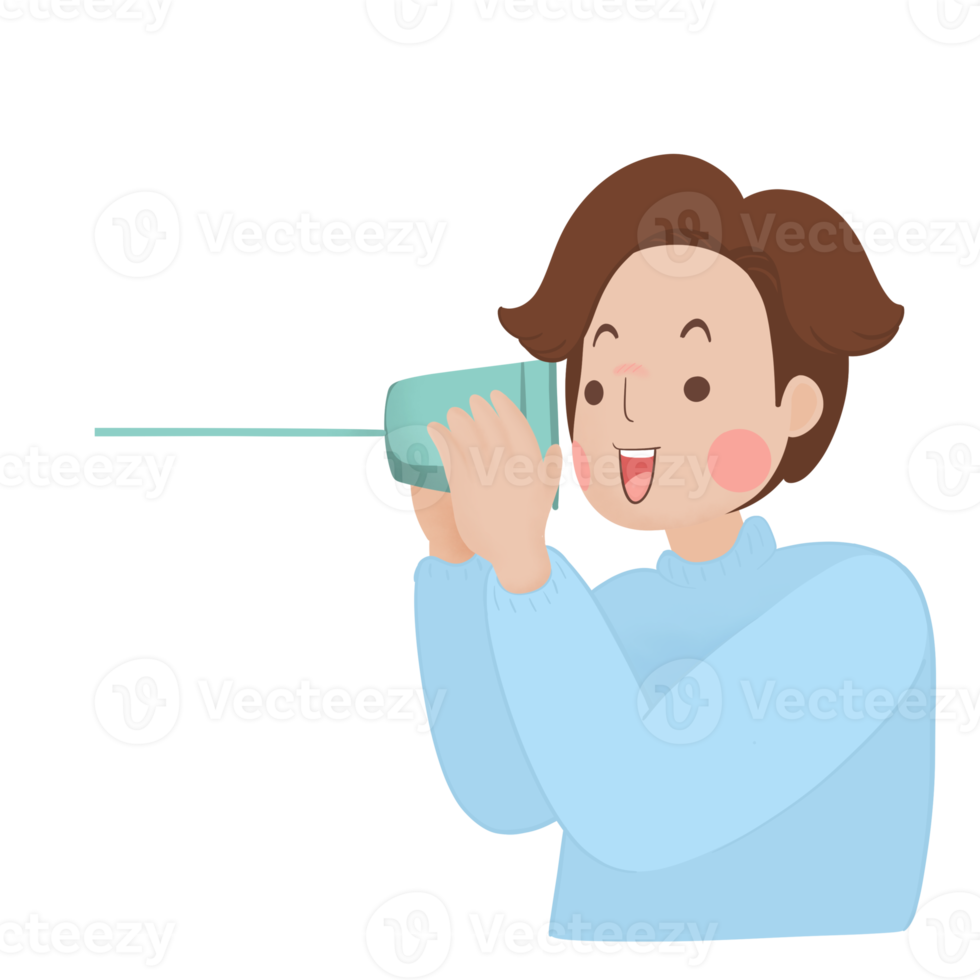 homme parlant sur antique téléphone png