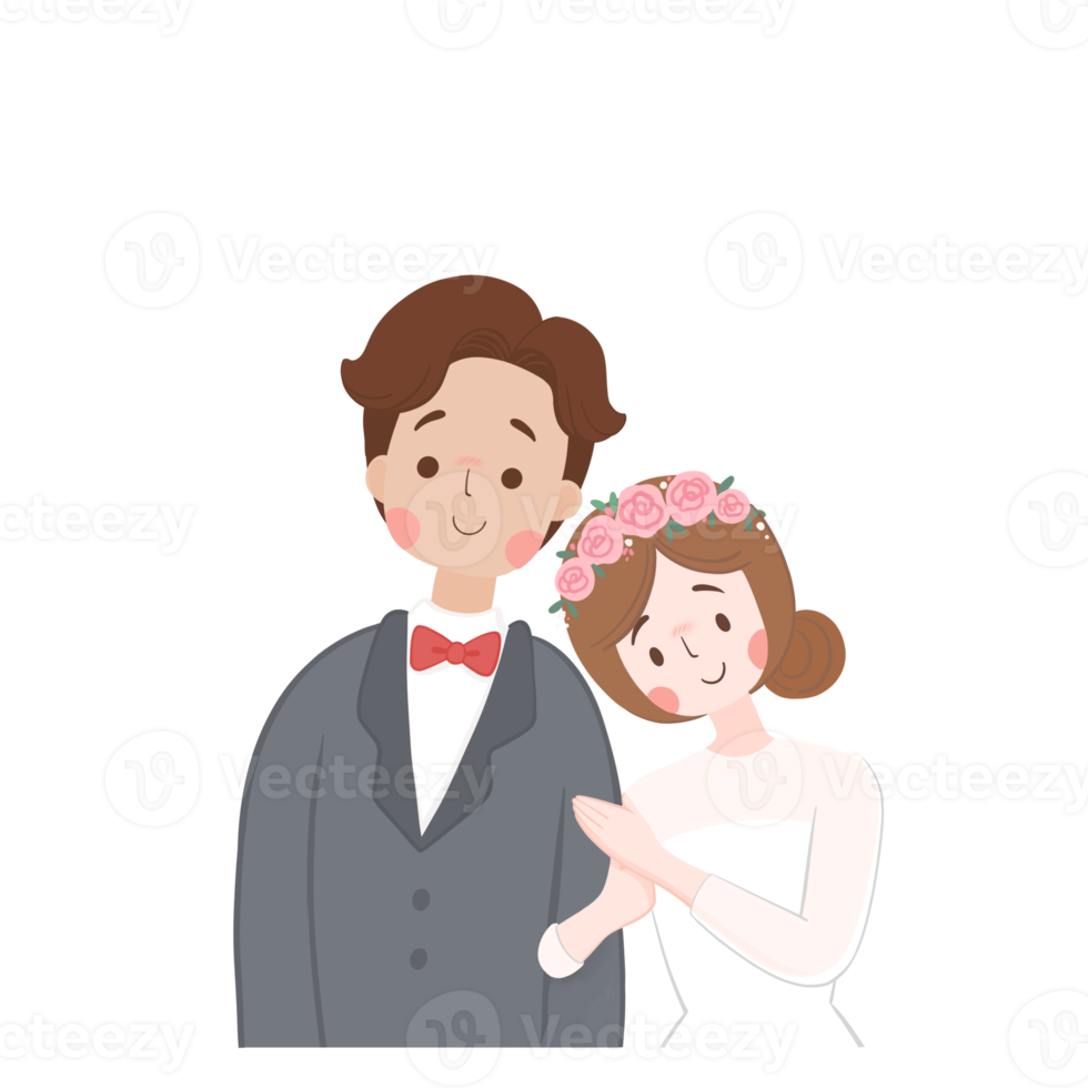 Bride and Groom, Weddings Couple on Transparent Background. png