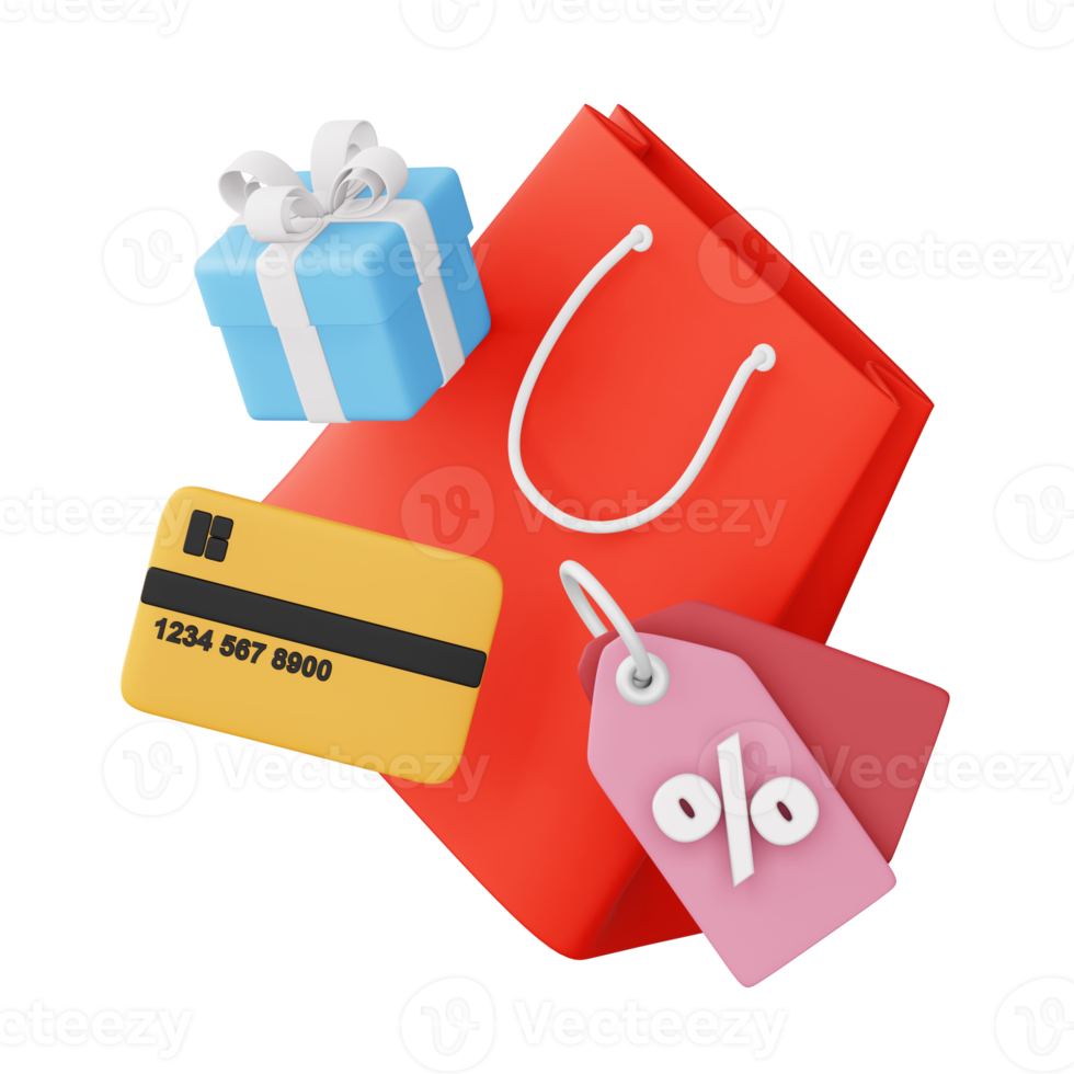 Colorful shopping icon, icon 3d, 3d rendering png