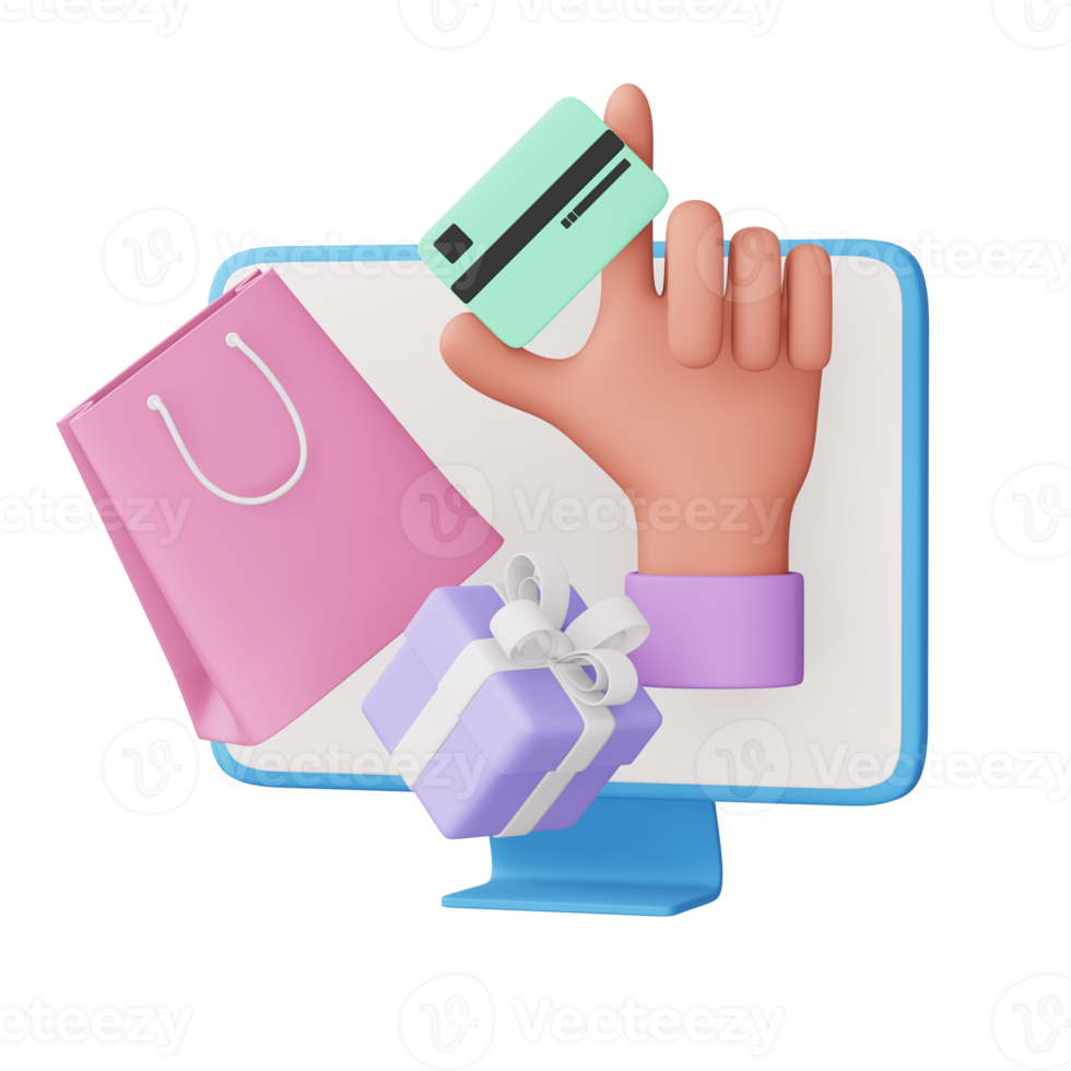 Colorful shopping icon, icon 3d, 3d rendering png