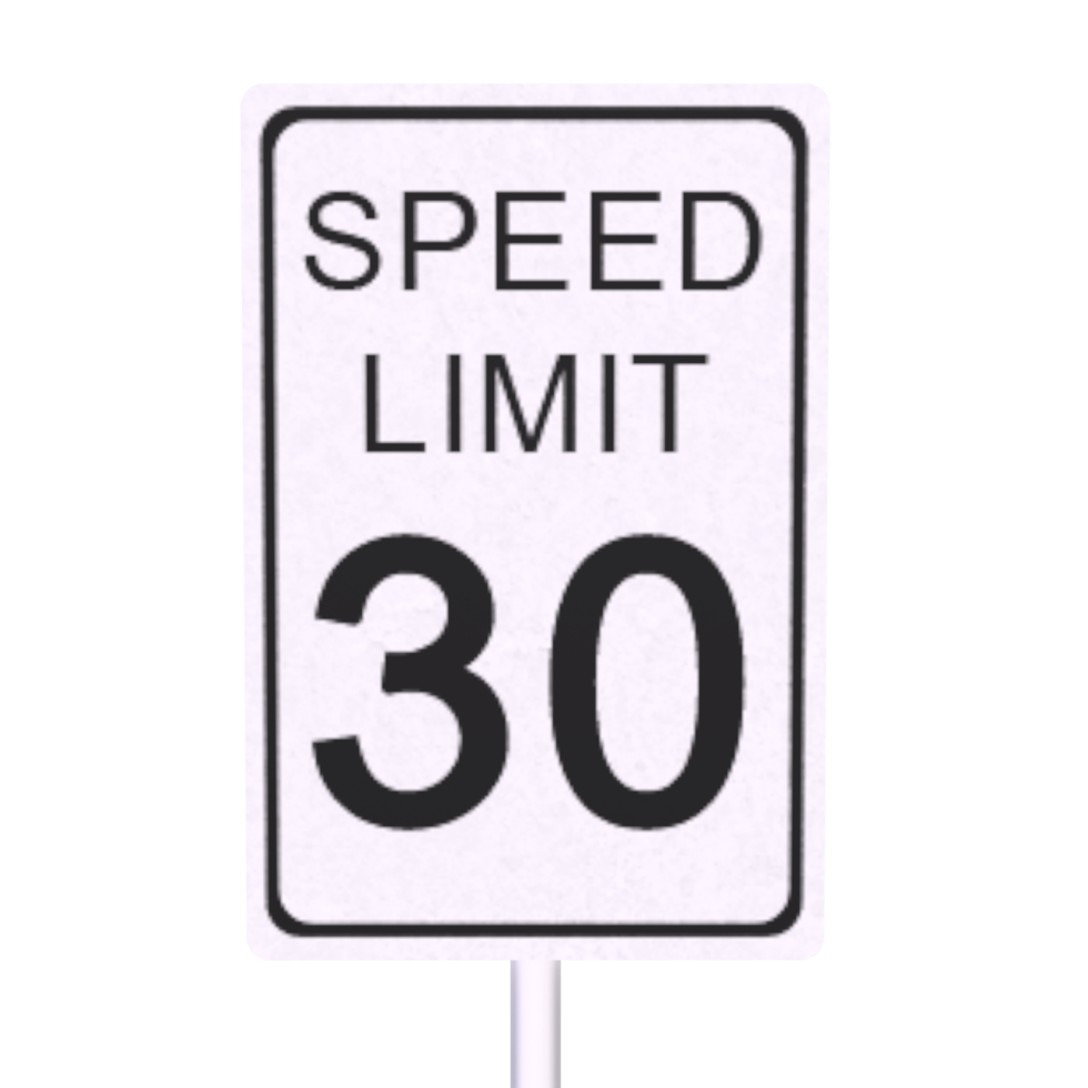 Traffic speed limit sign isolated on transparent png