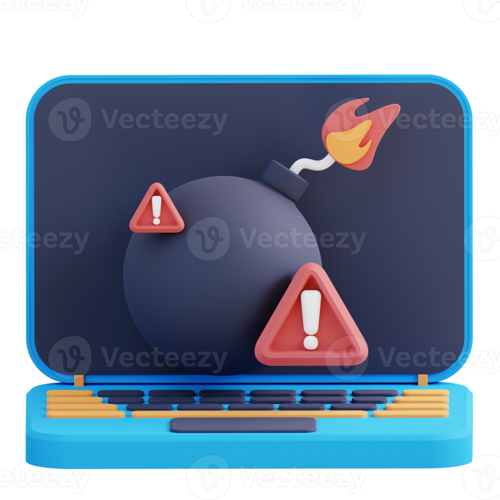 3d illustration of boom warning laptop png