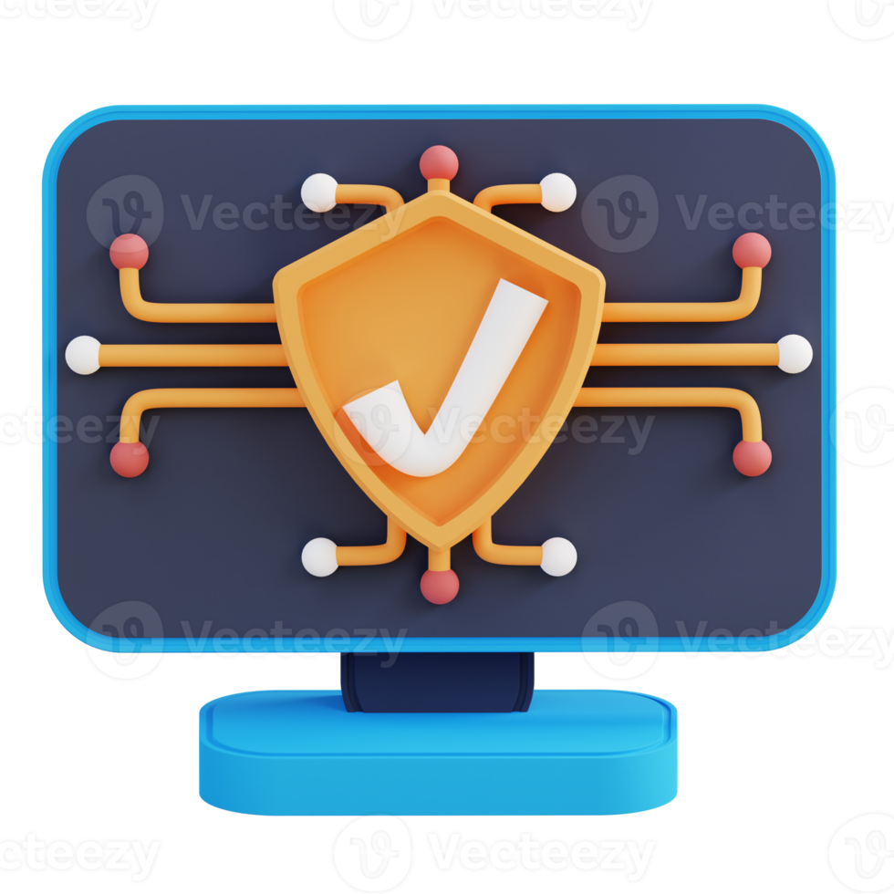 3d illustration of computer security check png