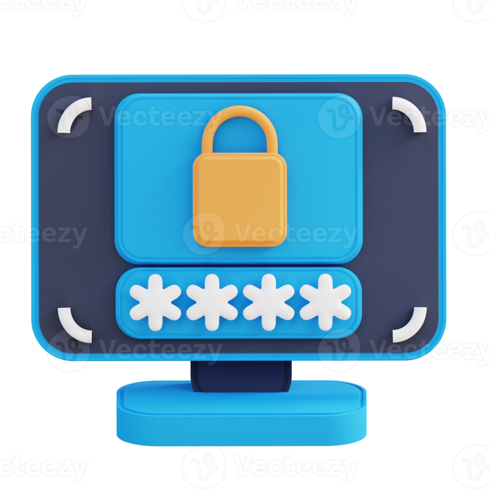 3d illustration of computer password lock png