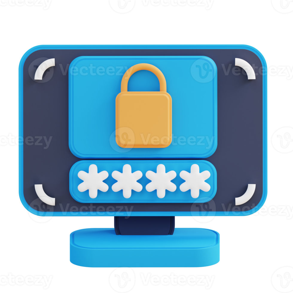 3d illustrazione di computer parola d'ordine serratura png