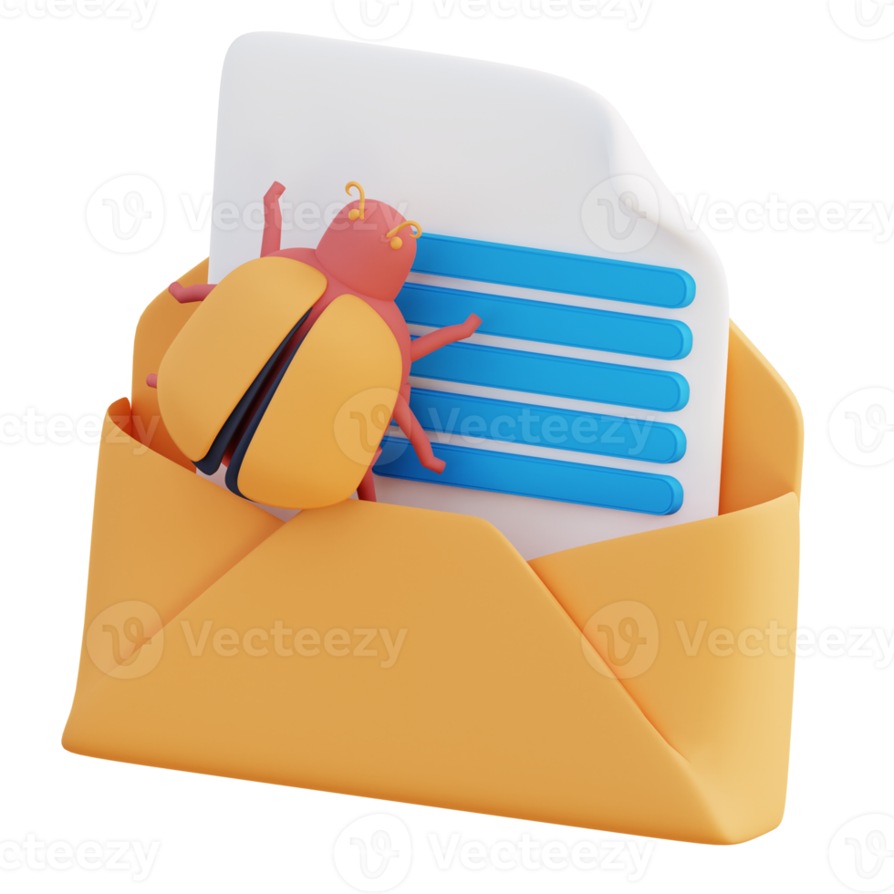 3d illustration of email virus detection png